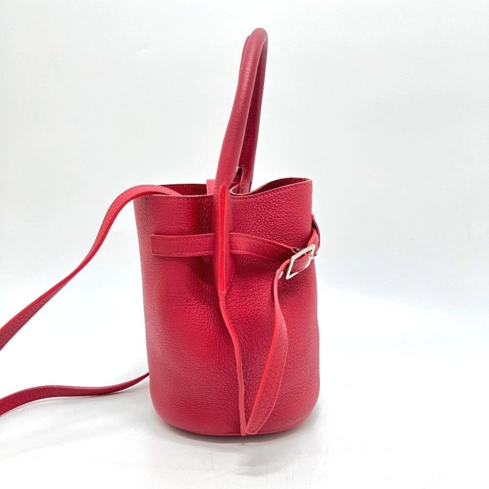 CELINE big bag bucket nano 2WAY Hand Bag Shoulder Bag Leather Red/SilverHardware - Picture 3 of 9